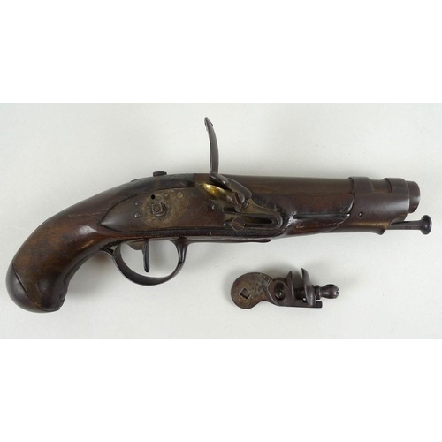 635 - A late 18th century flintlock small holster pistol, the side etched with 'EB', complete with ramrod,... 