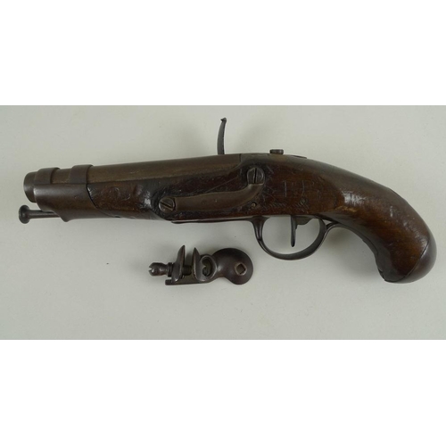 635 - A late 18th century flintlock small holster pistol, the side etched with 'EB', complete with ramrod,... 