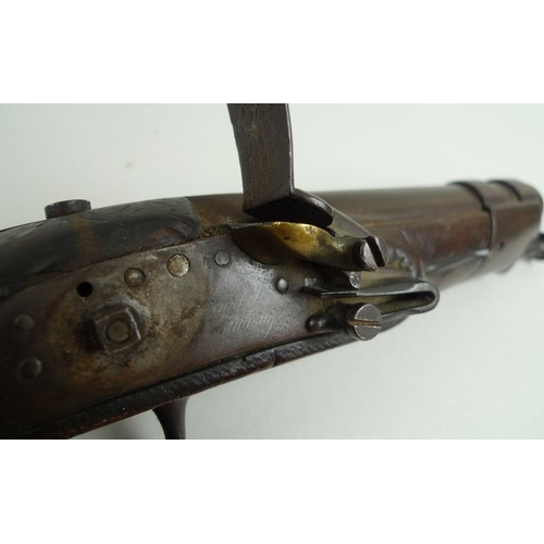 635 - A late 18th century flintlock small holster pistol, the side etched with 'EB', complete with ramrod,... 