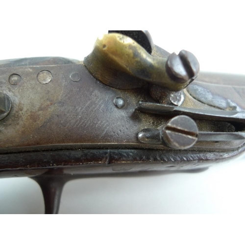 635 - A late 18th century flintlock small holster pistol, the side etched with 'EB', complete with ramrod,... 