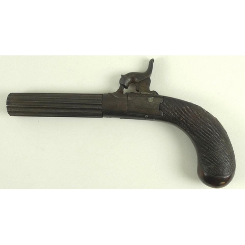 639 - A 19th century percussion pocket pistol, by J. Collins, London, circa 1830, with hidden trigger, ova... 