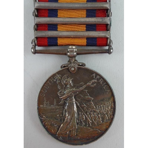 651 - A Queens South Africa medal to Private F Pike 4338 East Lancashire Regiment, with three bars, Transv... 