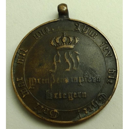 655 - An 1813-1814 bronze Prussian War Merit campaign medal for 1813 Leipzig, Napoleonic wars, the rim ins... 