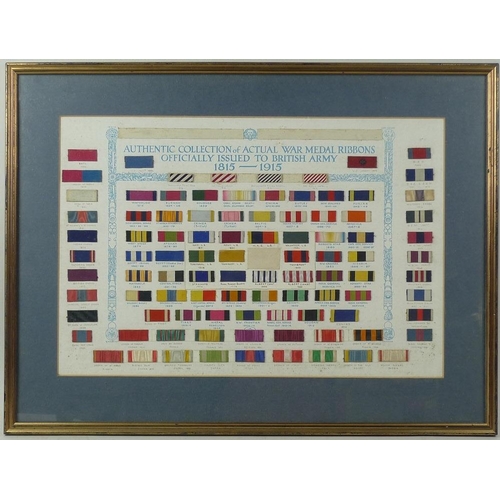 658 - A framed Authentic Collection of Actual War Medal Ribbons Officially Issued to British Army 1815-191... 