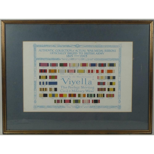 658 - A framed Authentic Collection of Actual War Medal Ribbons Officially Issued to British Army 1815-191... 