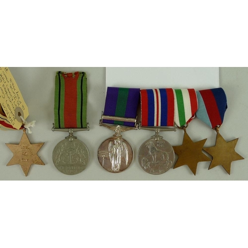 663 - WWII Service Medals with Palestine bar, Pte. T. P. Northcott DWR, The Africa Star stamped verso 5073... 