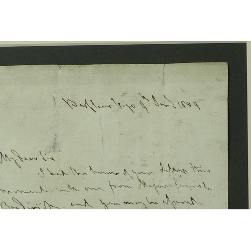 673 - A historical letter autographed and written by Samuel Hood, Rear Admiral, dated Vigo, 9th Sept 1809,... 