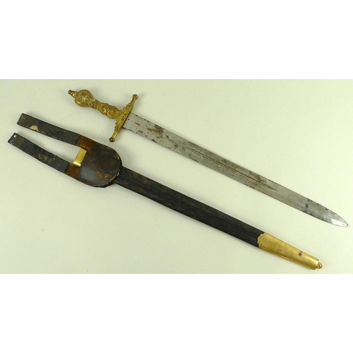 680 - An Archers Company dress sword, circa 1920, with gilt brass handle, leather scabbard, marked 'J. Ste... 