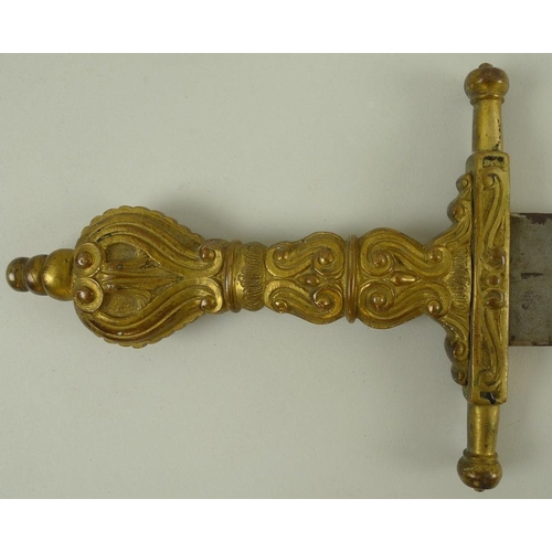 680 - An Archers Company dress sword, circa 1920, with gilt brass handle, leather scabbard, marked 'J. Ste... 