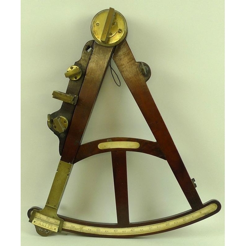 687 - A Hadley's Reflecting Sextant, circa 1800, 16 inch radius, with mahogany frame, by J. Adams or Henry... 