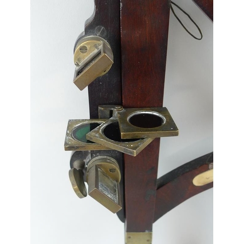 687 - A Hadley's Reflecting Sextant, circa 1800, 16 inch radius, with mahogany frame, by J. Adams or Henry... 