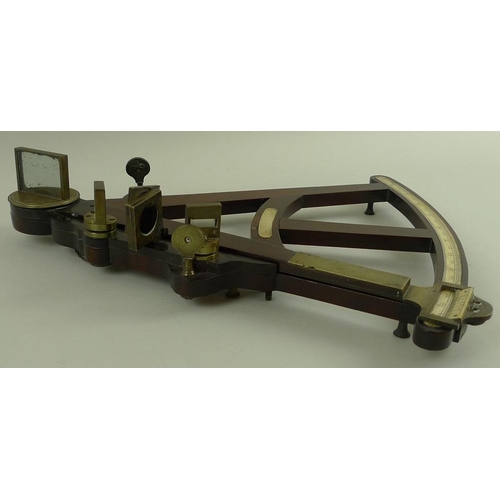 687 - A Hadley's Reflecting Sextant, circa 1800, 16 inch radius, with mahogany frame, by J. Adams or Henry... 