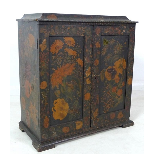 929 - A painted Victorian low linen chest with two doors and five pull out shelves, 52.5 by 28.5 by 56.5cm... 