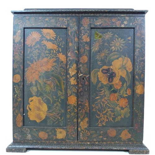 929 - A painted Victorian low linen chest with two doors and five pull out shelves, 52.5 by 28.5 by 56.5cm... 