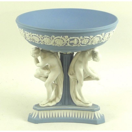 504 - A Wedgwood pale blue jasperware Michelangelo Bowl from the Masterpiece Collection, the tripartite ba... 