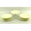 A collection of twelve Sowerby Queens Ivory pressed glass plates with floral bands to rims, 23cm, an... 