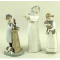 A group of Lladro figurines, comprising girl with a lamb, model no. 1010, 23cm, sleepwalker, model n... 