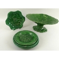 A selection of 19th century and later ceramics including a pair of floral painted plates with green ... 