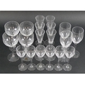 An Orrefors Prelude part set of glasses, all with slice cut facets to lower bowls, comprising six ch... 