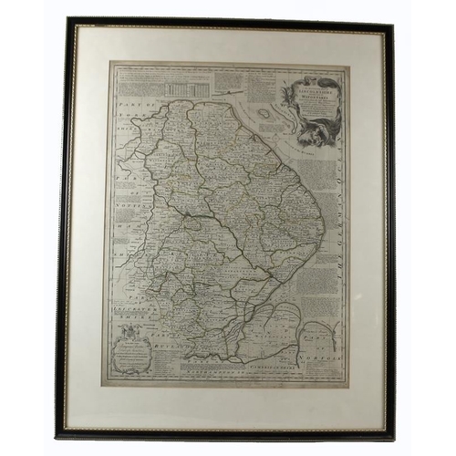 562 - Emmanuel Bowen (British cartographer, 1694-1767): an 18th century map of Lincolnshire, divided into ... 