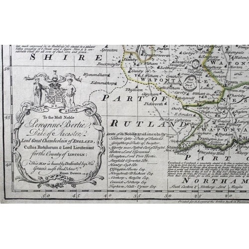 562 - Emmanuel Bowen (British cartographer, 1694-1767): an 18th century map of Lincolnshire, divided into ... 