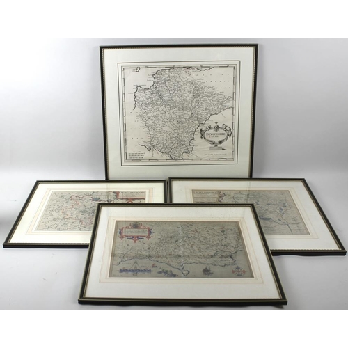 570 - William Kip (British, 1598-1610): three hand coloured 17th century maps, including 'Hertford', 'Dors... 