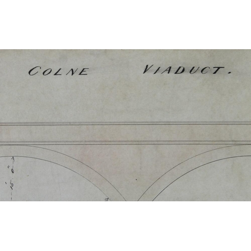 575 - J. C. Mowath, a 19th century architect's drawing for East Lancashire Railway, Colne Viaduct, Burnley... 