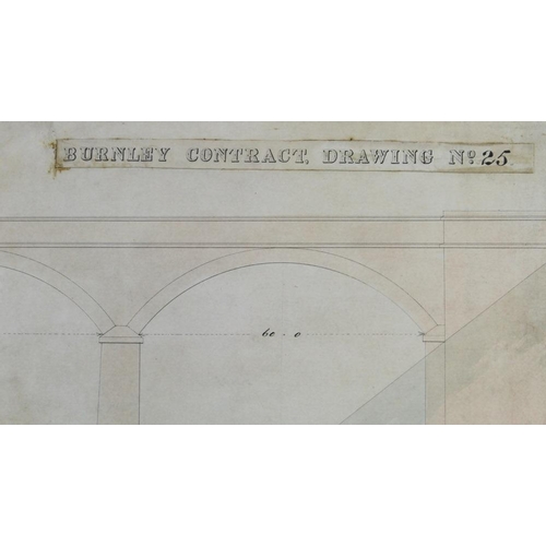 575 - J. C. Mowath, a 19th century architect's drawing for East Lancashire Railway, Colne Viaduct, Burnley... 