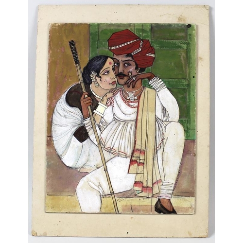 588 - Jayant Sidhpura (Indian, 20th century): 'Sharpener', a study of men at work, watercolour, signed low... 