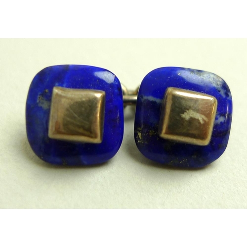 895 - A pair of Links of London, lapis and silver cuff-links, together with two pairs of enamel cuff-links... 