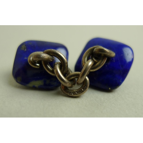 895 - A pair of Links of London, lapis and silver cuff-links, together with two pairs of enamel cuff-links... 