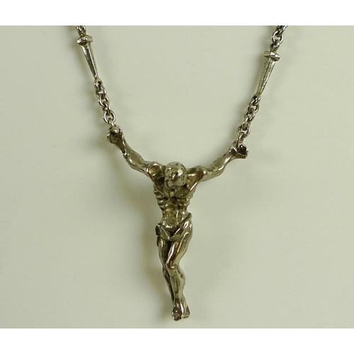 923 - After Salvador Dali: a limited edition silver crucifix necklace with detachable bracelet after the p... 