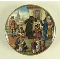 A 19th century pot lid, The Village Wakes, T. Jackson, depicting a bear being paraded through a Vill... 