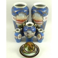 A Noritake trio with a handpainted scene, 15.5 by 7cm, a pair of Kinjo Japanese export ware vases, 3... 
