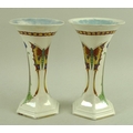 A pair of Crown Ducal Art Nouveau lustre vases, each decorated with vibrant red, yellow and blue but... 