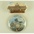 A 19th century pot lid, circa 1850, decorated with a view of the Crystal Palace, inscribed 'The Gran... 