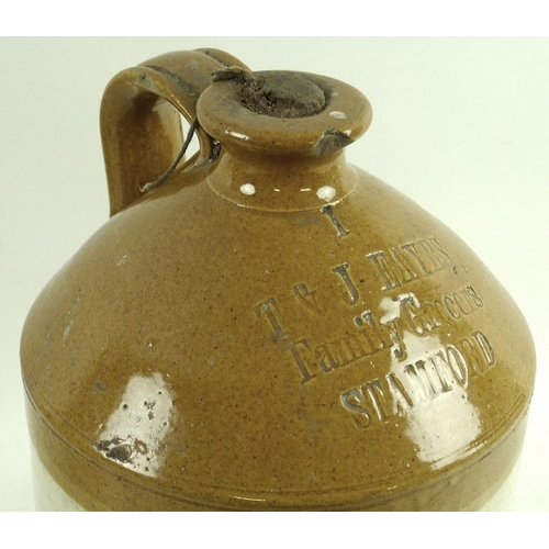 528 - An early Victorian stoneware named teapot, local interest, of globular form with buff coloured glaze... 