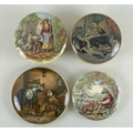 A collection of 19th century pot lids, comprising Tempting Fate, depicting four dogs and a pan of bo... 