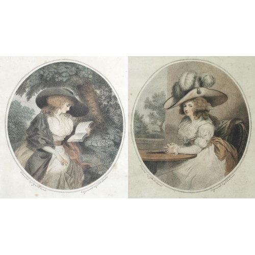 571 - After George Morland (British, 1763-1804): a pair of stipple engravings titled 'Delia in Town' and '... 