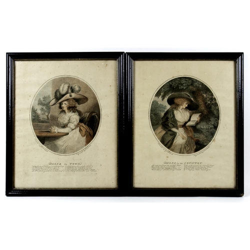 571 - After George Morland (British, 1763-1804): a pair of stipple engravings titled 'Delia in Town' and '... 