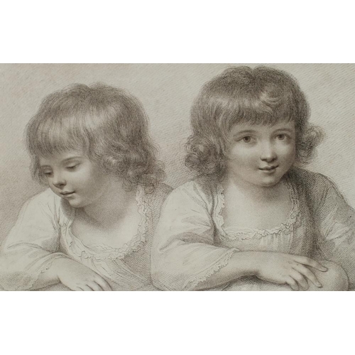 572 - Two 18th century engravings by F. Bartolozzi, R.A, one a portrait of two children published in 1792,... 