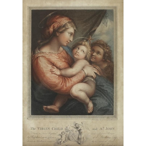 573 - P. W. Tomkins (British, 1759-1840): after Raphael, an early 19th century coloured aquatint of 'The V... 