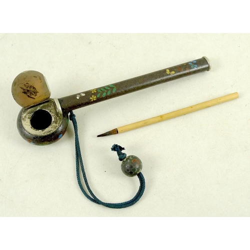 764 - A Japanese cloisonne yatate (portable brush and ink container), Meiji period, late 19th century, the... 