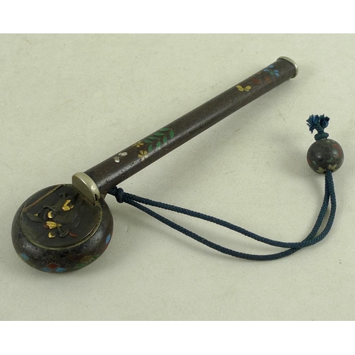 764 - A Japanese cloisonne yatate (portable brush and ink container), Meiji period, late 19th century, the... 