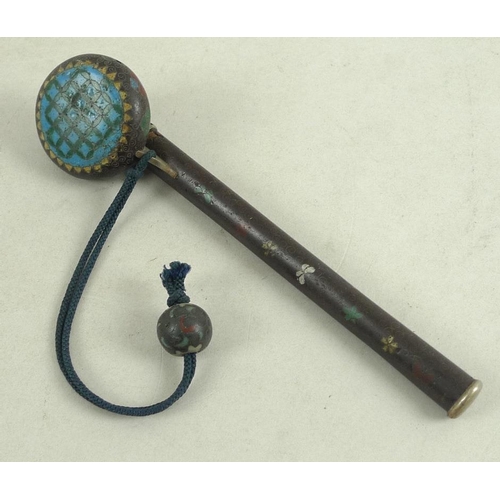 764 - A Japanese cloisonne yatate (portable brush and ink container), Meiji period, late 19th century, the... 