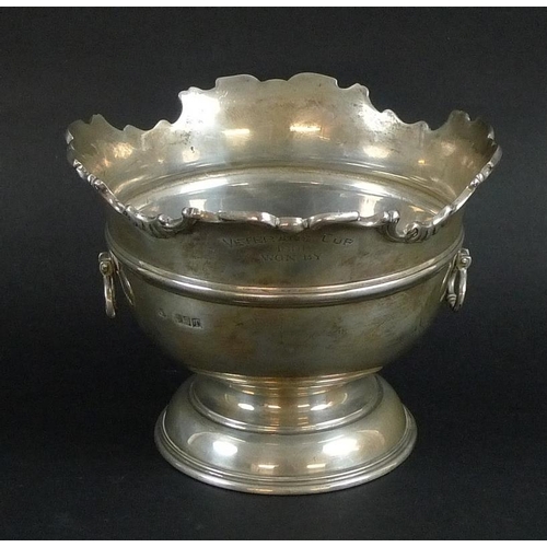 779 - A silver monteith shaped rose bowl trophy, engraved for the Portmarnoch Golf Club Veterans Cup 1961,... 