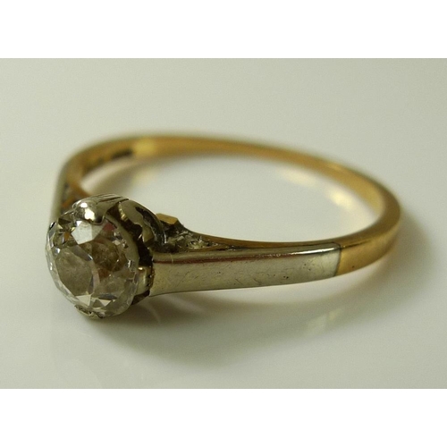 799 - A 14ct gold and diamond solitaire ring, the central old cut diamond approx 0.45ct, 5.3mm diameter, s... 