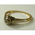 A 14ct gold and diamond solitaire ring, the central old cut diamond approx 0.45ct, 5.3mm diameter, s... 