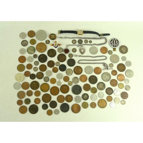 805 - A group of coins and jewellery, including a collection of Victorian maundy money, 1891, a George III... 