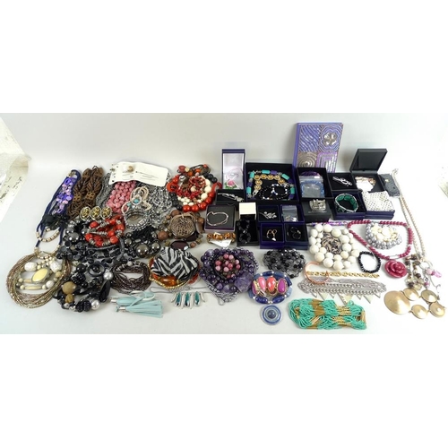 816 - A large quantity of costume jewellery including hat pins, a lilac quartz necklace, a Pia silver bead... 